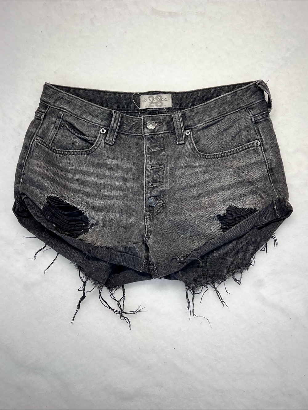We The Free Black High-Rise‎ Button Fly Denim Shorts -28